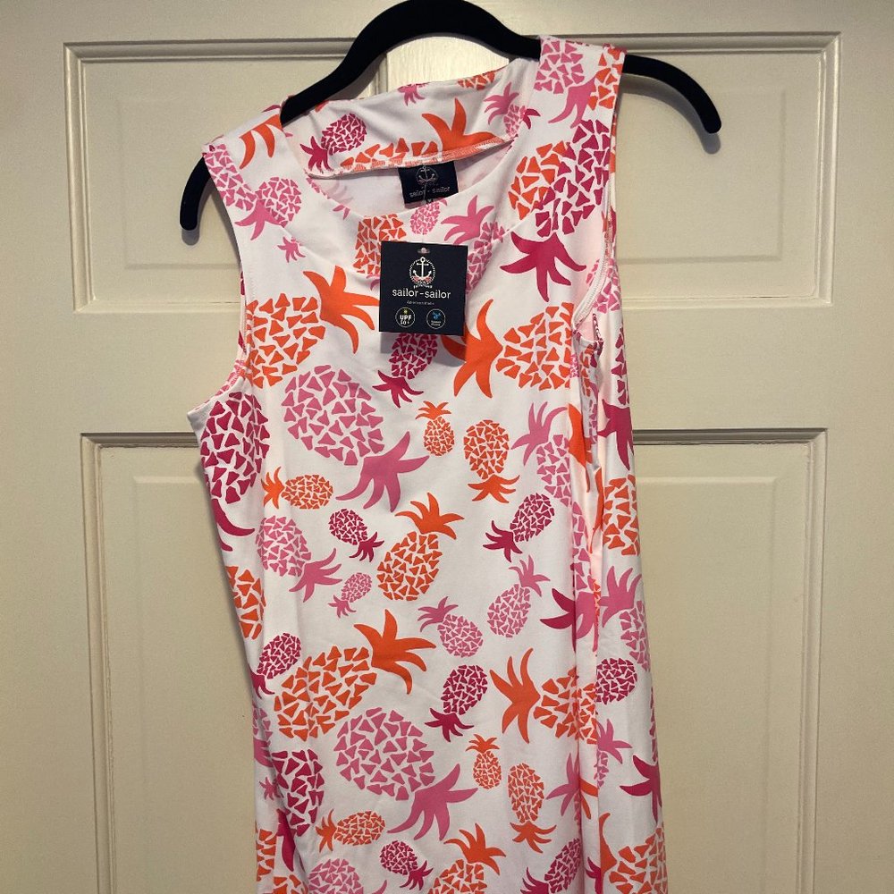 MWT! Sailor Sailor tropical dress, size M, White, pink and orange